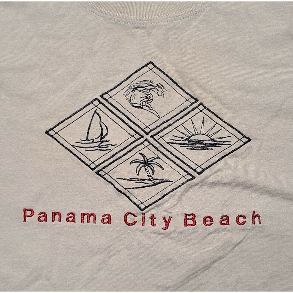 Panama City Beach T-Shirt Men's Size 2XL Embroidered Logo Gildan Heavy Cotton